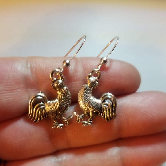 NEW Rooster Chicken Earrings - Picture 2 of 4